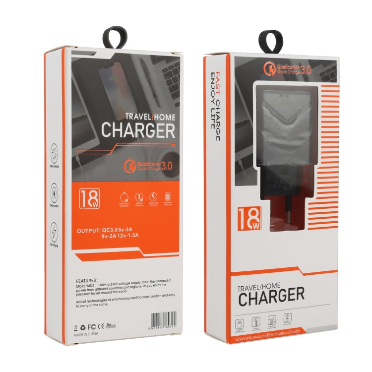 LZ-715 18W QC3.0 USB Single Port Fast Travel Charger, EU Plug, EU Plug