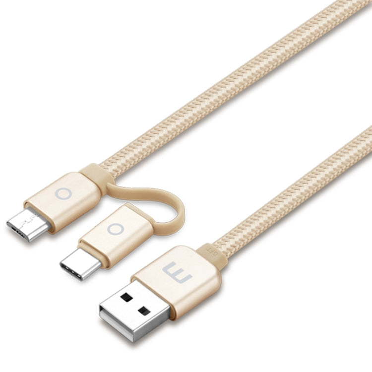 Meizu 1m 2 in 1 Noodle Weave Style Metal Head 5V 2.0A USB-C / Type-C + Micro USB to USB 2.0 Data Sync Charging Cable