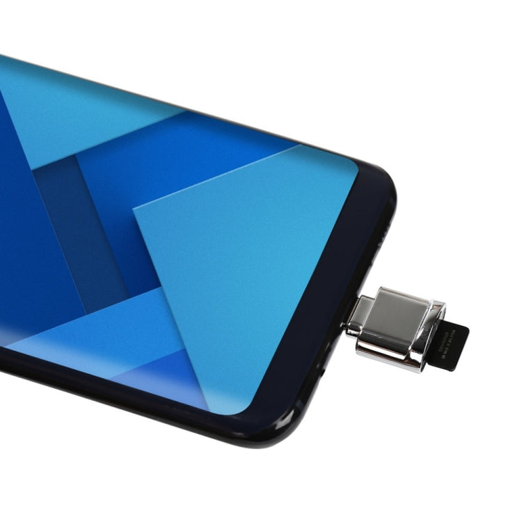 TF Card to USB-C / Type-C Male Aluminum Alloy OTG Adapter with Keychain
