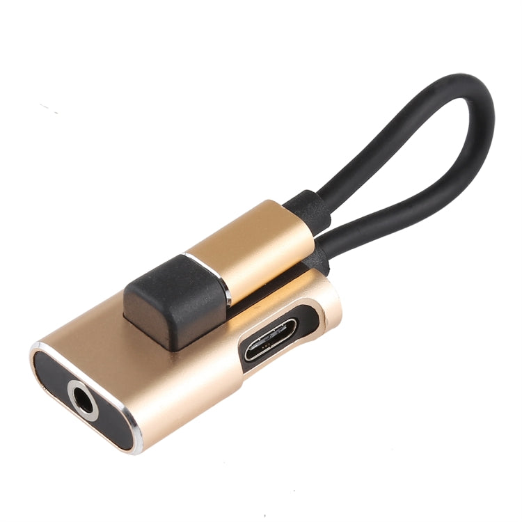 J-053 3A USB-C / Type-C to USB-C / Type-C 3.5mm Jack Charge Audio Adapter Cable, Gold