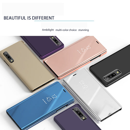 Mirror Clear View Horizontal Flip PU Smart Leather Case for Galaxy A7 (2018), with Holder