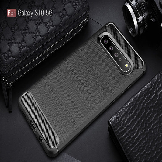Brushed Texture Carbon Fiber TPU Case for Galaxy S10 5G