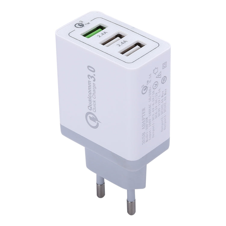 XHF30W 3 QC3.0 USB Fast Charging Wall Charger, EU Plug, EU Plug