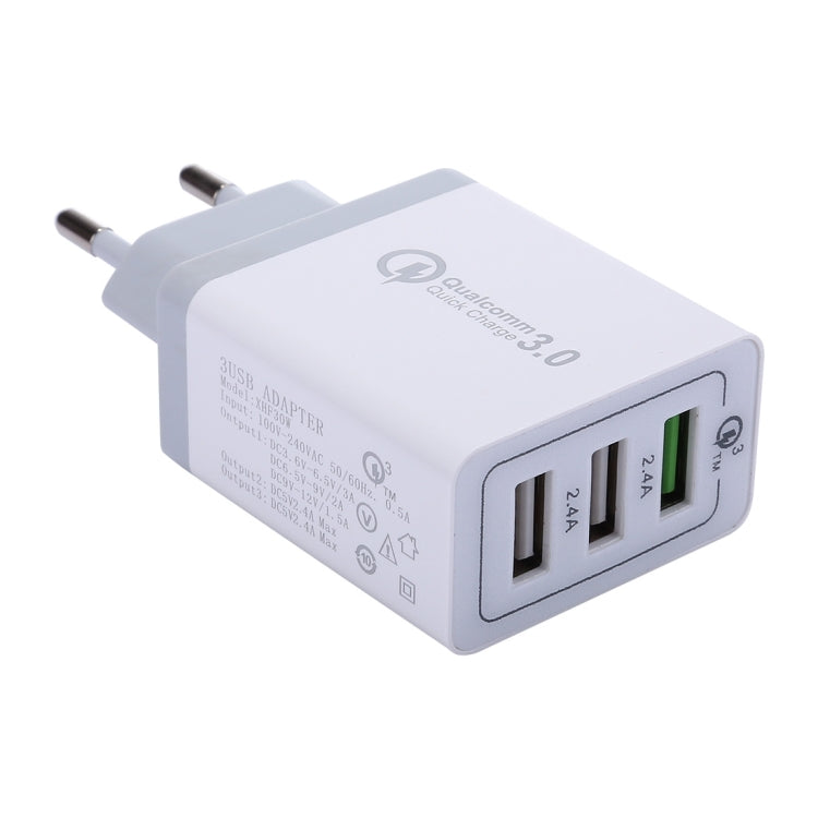 XHF30W 3 QC3.0 USB Fast Charging Wall Charger, EU Plug, EU Plug