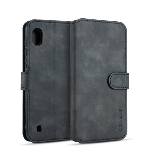 DG.MING Retro Oil Side Horizontal Flip Case for Galaxy A10, with Holder & Card Slots & Wallet