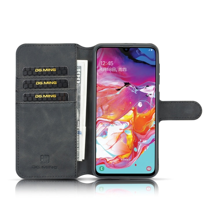 DG.MING Retro Oil Side Horizontal Flip Case for Galaxy A10, with Holder & Card Slots & Wallet