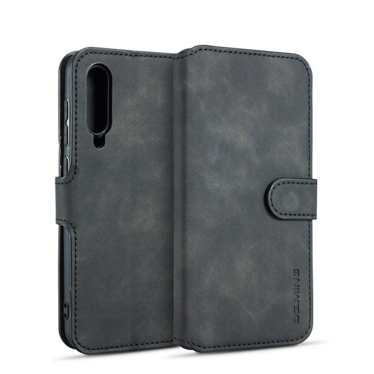 DG.MING Retro Oil Side Horizontal Flip Case for Galaxy A50, with Holder & Card Slots & Wallet