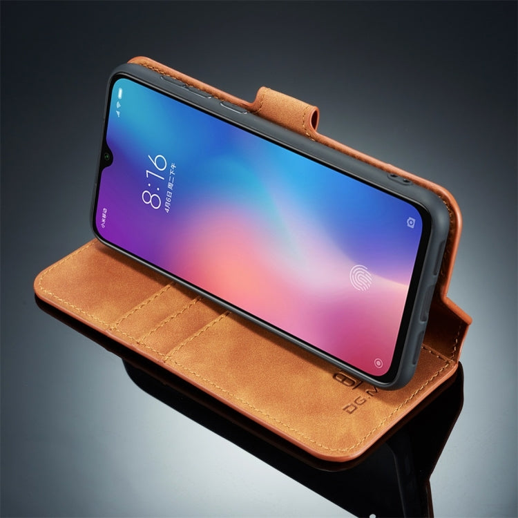 DG.MING Retro Oil Side Horizontal Flip Case for Galaxy A50, with Holder & Card Slots & Wallet
