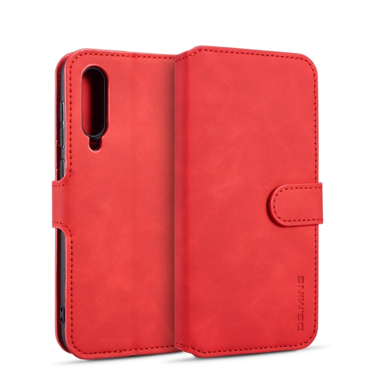 DG.MING Retro Oil Side Horizontal Flip Case for Galaxy A50, with Holder & Card Slots & Wallet