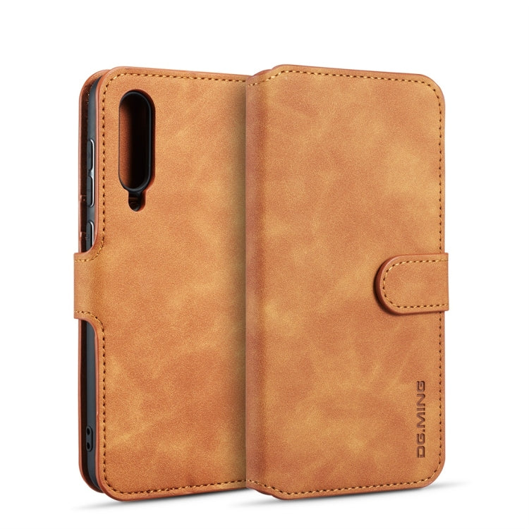 DG.MING Retro Oil Side Horizontal Flip Case for Galaxy A50, with Holder & Card Slots & Wallet