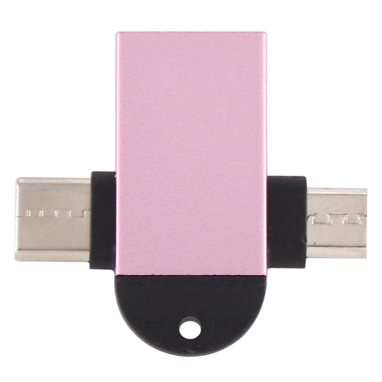 USB 3.0 Female to USB-C / Type-C Male + Micro USB Male Multi-function OTG Adapter with Sling Hole