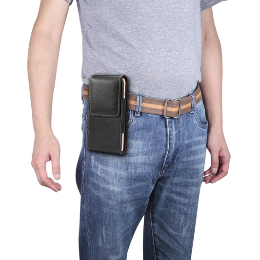 Men Lambskin Texture Multi-functional Universal Mobile Phone Waist Pack Leather Case for 6.3 Inch or Below Smartphones