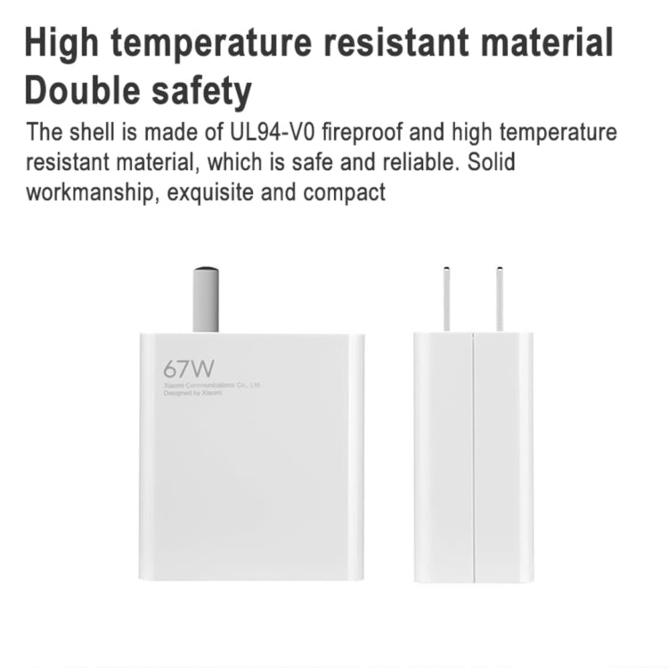 Original Xiaomi MDY-12-ES 67W USB Port Quick Charging Wall Charger + Type-C Cable, US Plug, MDY-12-ES