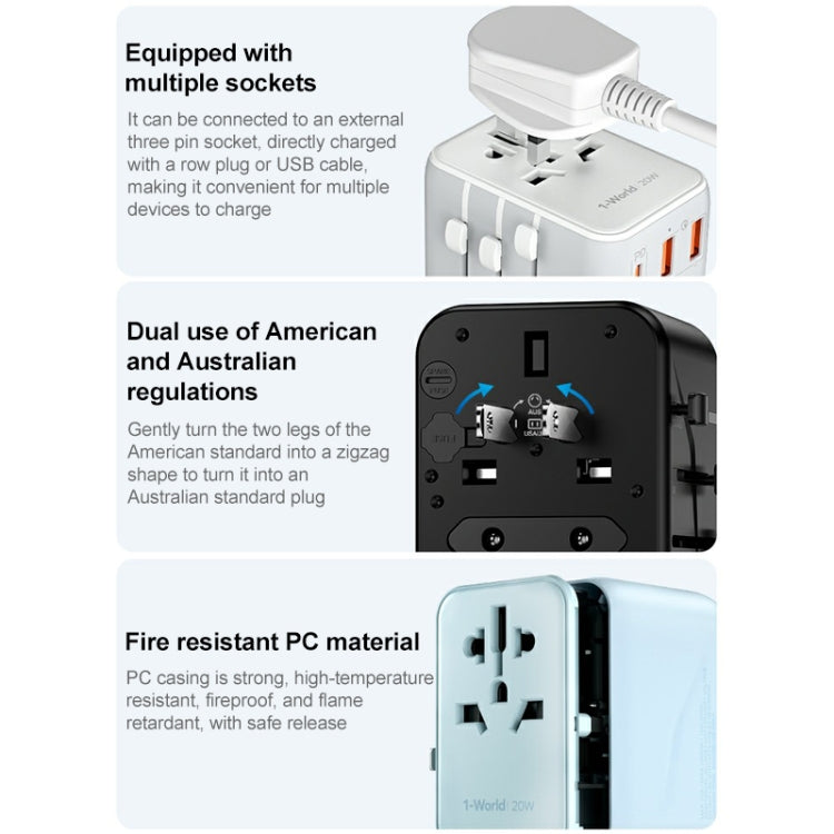 MOMAX UA11 1-World 20W PD Global Travel Fast Charger Power Adapter