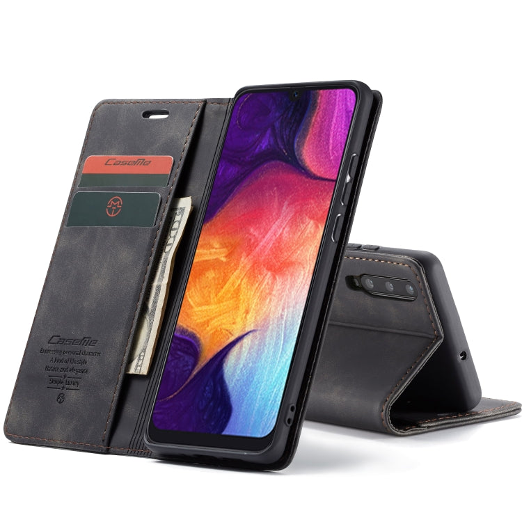 CaseMe-013 Multifunctional Retro Frosted Horizontal Flip Leather Case for Galaxy A30S / A50S / A50, with Card Slot & Holder & Zipper Wallet & Photo Frame