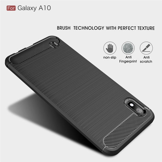 Brushed Texture Carbon Fiber Shockproof TPU Case for Galaxy A10