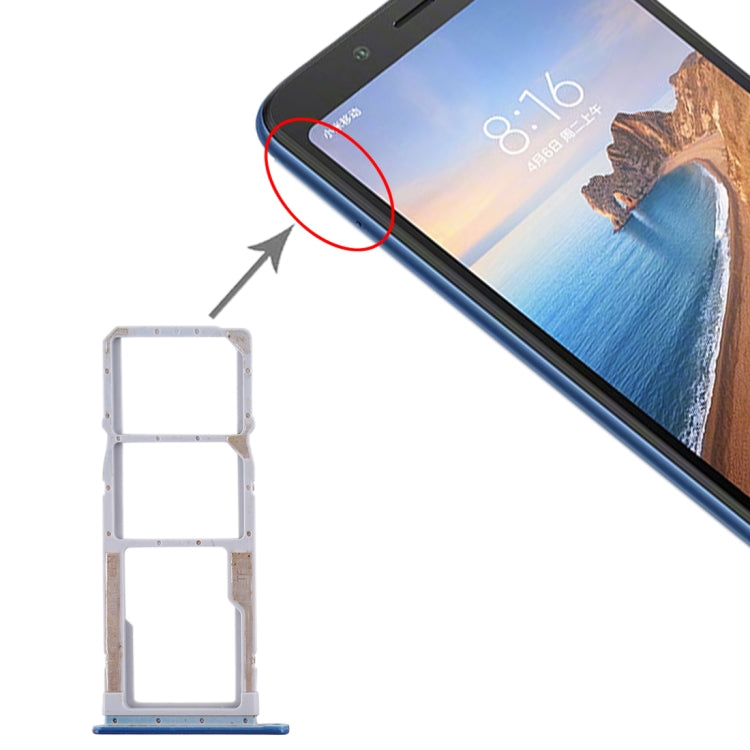 SIM Card Tray + SIM Card Tray + Micro SD Card Tray for Xiaomi Redmi 7A, For Xiaomi Redmi 7A, For Redmi 7A, For Xiaomi Redmi 7A (Dark Blue)