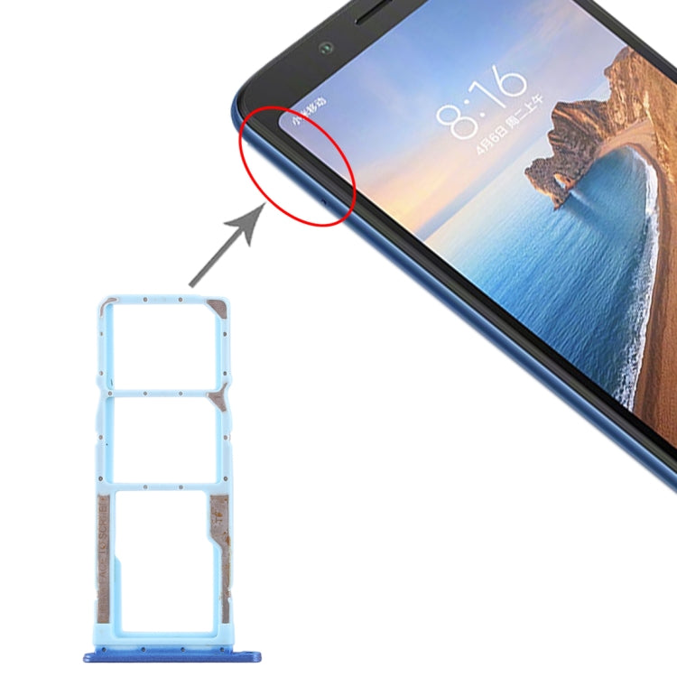 SIM Card Tray + SIM Card Tray + Micro SD Card Tray for Xiaomi Redmi 7A, For Xiaomi Redmi 7A, For Redmi 7A, For Xiaomi Redmi 7A (Dark Blue)