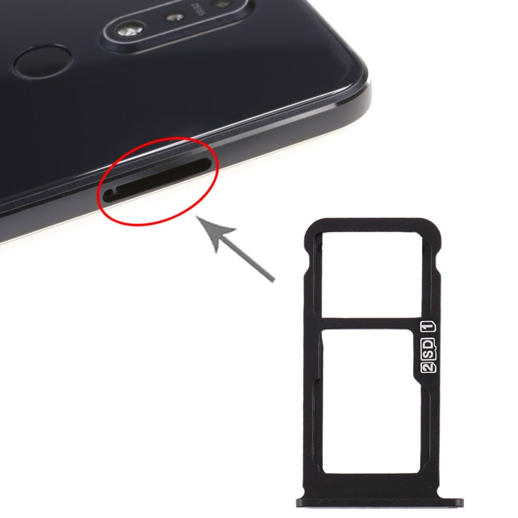 SIM Card Tray + SIM Card Tray / Micro SD Card Tray for Nokia 7.1 / TA-1100 TA-1096 TA-1095 TA-1085 TA-1097, For Nokia 7.1