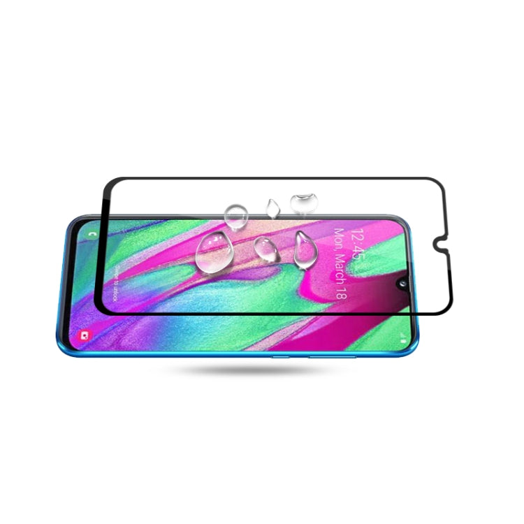 mocolo 0.33mm 9H 2.5D Full Glue Silk Print Tempered Glass Film for Galaxy A40, Support Fingerprint Unlock(Black)