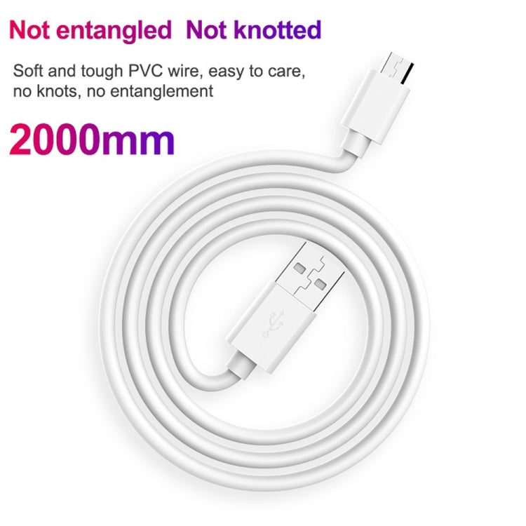 2.4A USB Male to Micro USB Male Interface Charge Cable, Length: 2m (White), 2m
