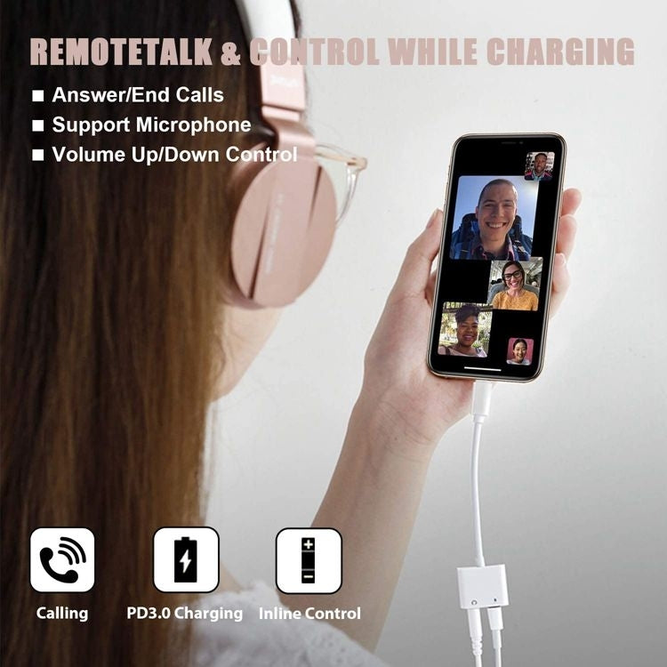 2 in 1 USB-C Adapter with 3.5mm Headphone Jack, Compatible for iPad Pro and Type-C Jack Phone, 2 in 1