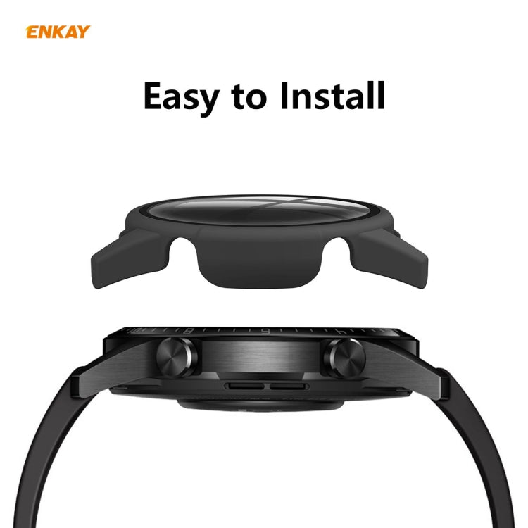 For Huawei Watch GT 2 42mm ENKAY Hat-Prince ENK-AC8201 Full Coverage PC Frosted Case + 9H Tempered Glass Protector