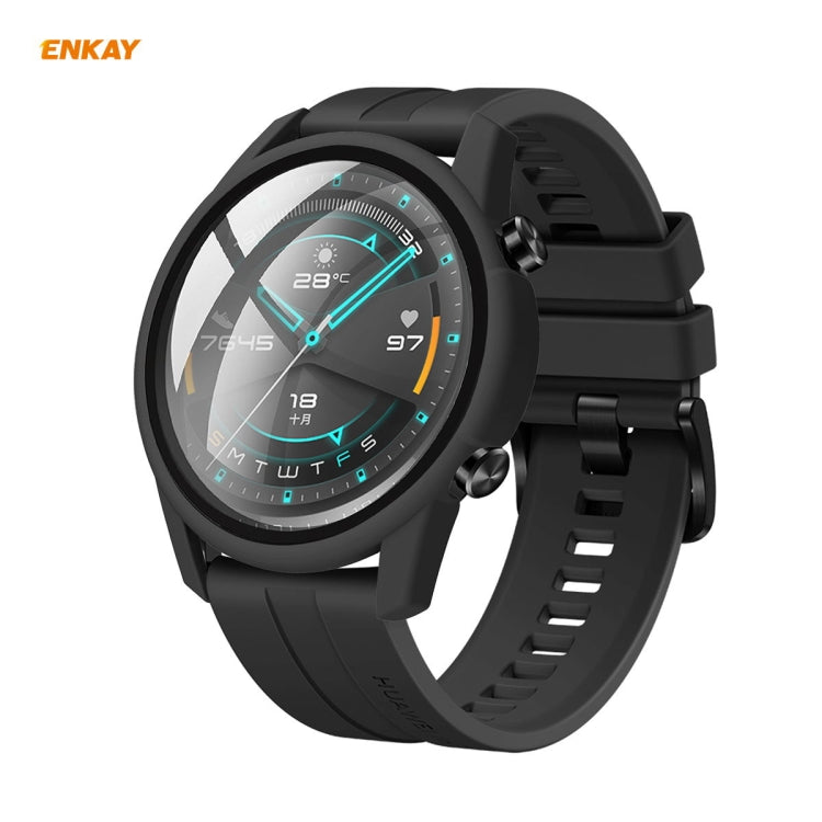 For Huawei Watch GT 2 42mm ENKAY Hat-Prince ENK-AC8201 Full Coverage PC Frosted Case + 9H Tempered Glass Protector