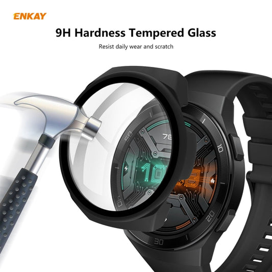 For Huawei Watch GT 2e 46mm ENKAY Hat-Prince ENK-AC8203 Full Coverage PC Frosted Case + 9H Tempered Glass Film