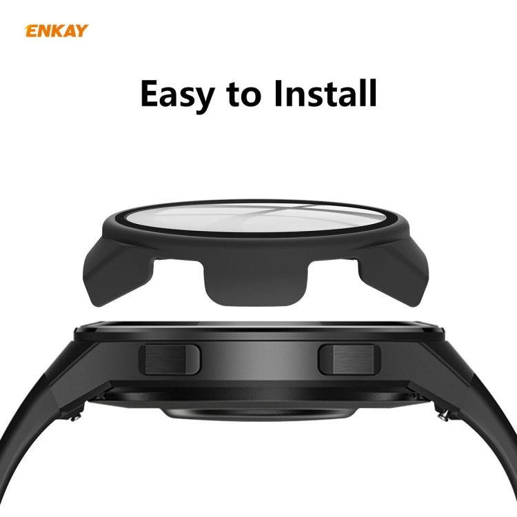 For Huawei Watch GT 2e 46mm ENKAY Hat-Prince ENK-AC8203 Full Coverage PC Frosted Case + 9H Tempered Glass Film