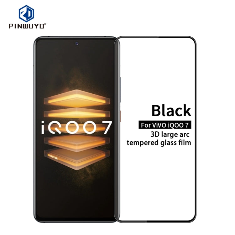 PINWUYO 9H 3D Curved Full Screen Explosion-proof Tempered Glass Film, For Xiaomi Redmi Note 9T, For vivo iQOO7