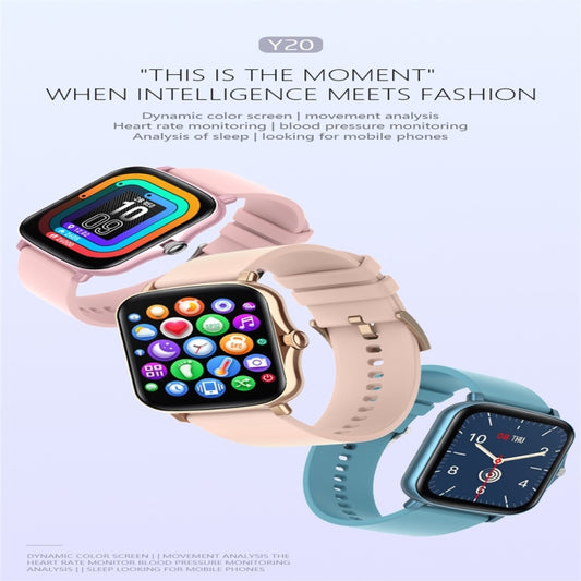 Y20 1.69 inch Color Screen Smart Watch IP67 Waterproof,Support Heart Rate Monitoring/Blood Pressure Monitoring/Blood Oxygen Monitoring/Sleep Monitoring