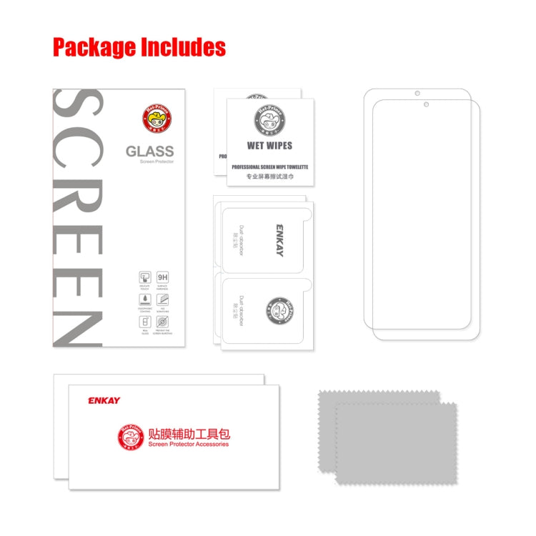 2 PCS For Samsung Galaxy A32 5G ENKAY Hat-Prince 0.26mm 9H 2.5D Curved Edge Tempered Glass Film, 2 PCS