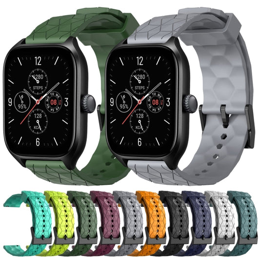 20mm Football Pattern Solid Color Silicone Watch Band
