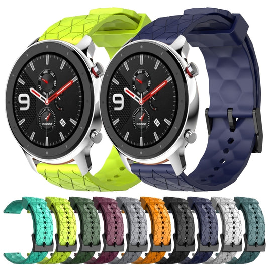 22mm Football Pattern Solid Color Silicone Watch Band