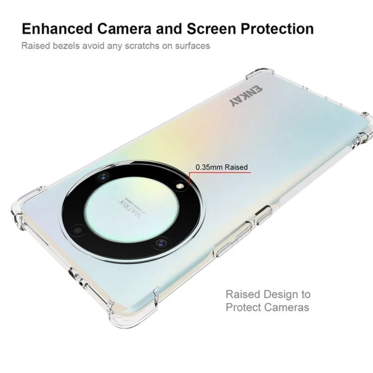 ENKAY Hat-Prince Transparent TPU Shockproof Phone Case with Glass Film, For Honor X40 5G / X9a 5G / Magic5 Lite 5G