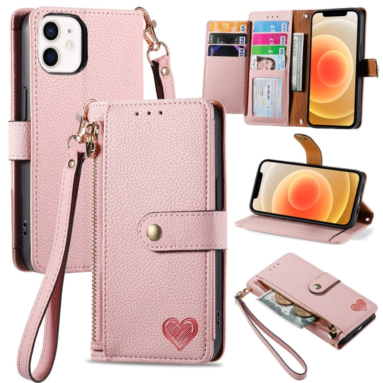 Love Zipper Lanyard Leather Phone Case, For iPhone 13 mini, For iPhone 12 mini, For iPhone 12 Pro Max, For iPhone 11 Pro Max, For iPhone 11, For iPhone 11 Pro, For iPhone XR, For iPhone XS Max, For iPhone 7 / 8 / SE 2022, For iPhone 12 / 12 Pro��������...