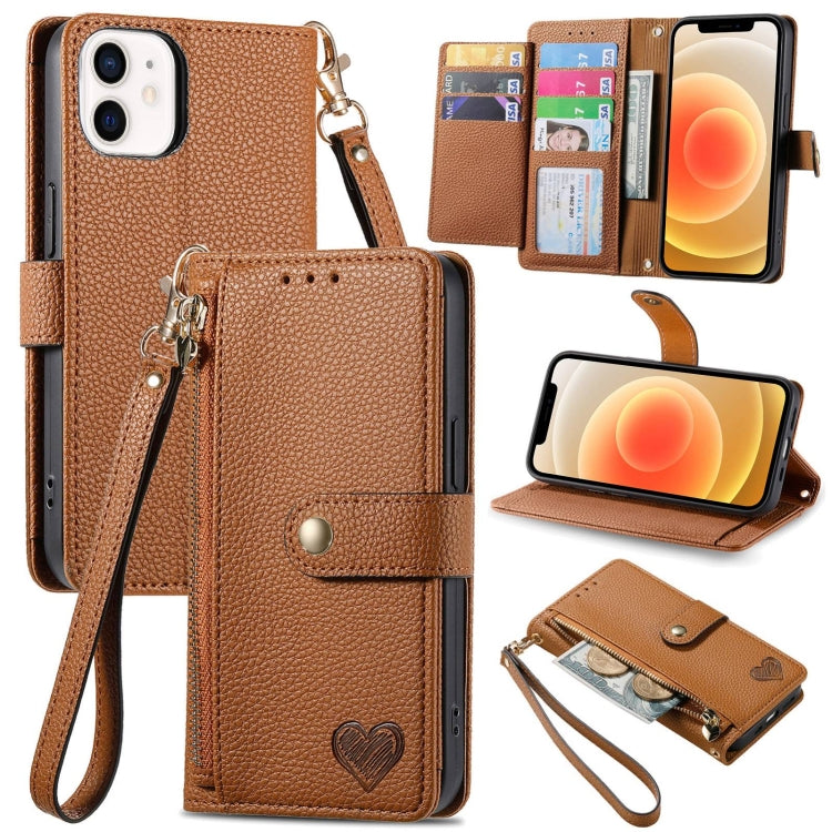 Love Zipper Lanyard Leather Phone Case, For iPhone 13 mini, For iPhone 12 mini, For iPhone 12 Pro Max, For iPhone 11 Pro Max, For iPhone 11, For iPhone 11 Pro, For iPhone XR, For iPhone XS Max, For iPhone 7 / 8 / SE 2022, For iPhone 12 / 12 Pro��������...