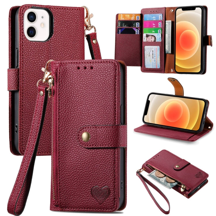 Love Zipper Lanyard Leather Phone Case, For iPhone 13 mini, For iPhone 12 mini, For iPhone 12 Pro Max, For iPhone 11 Pro Max, For iPhone 11, For iPhone 11 Pro, For iPhone XR, For iPhone XS Max, For iPhone 7 / 8 / SE 2022, For iPhone 12 / 12 Pro��������...