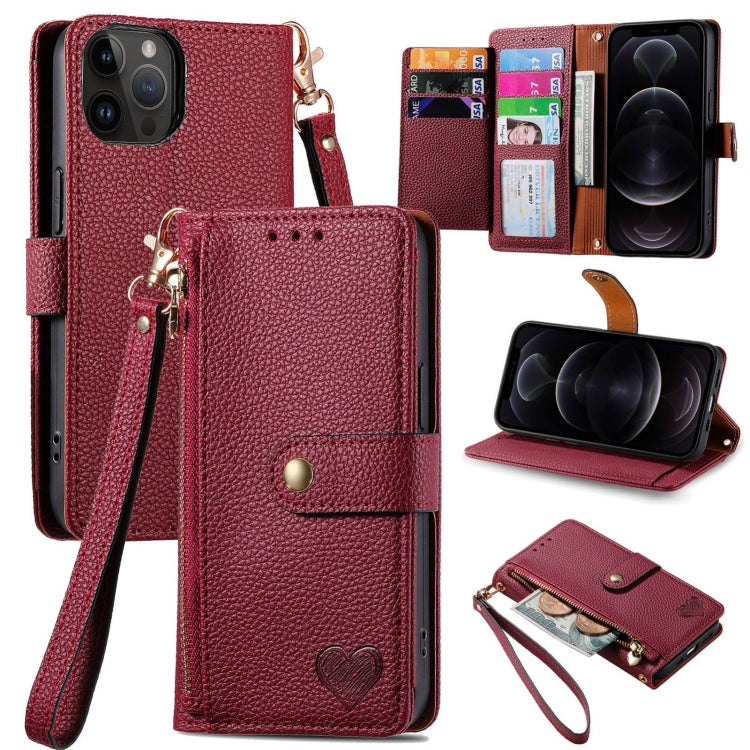 Love Zipper Lanyard Leather Phone Case, For iPhone 13 mini, For iPhone 12 mini, For iPhone 12 Pro Max, For iPhone 11 Pro Max, For iPhone 11, For iPhone 11 Pro, For iPhone XR, For iPhone XS Max, For iPhone 7 / 8 / SE 2022, For iPhone 12 / 12 Pro��������...