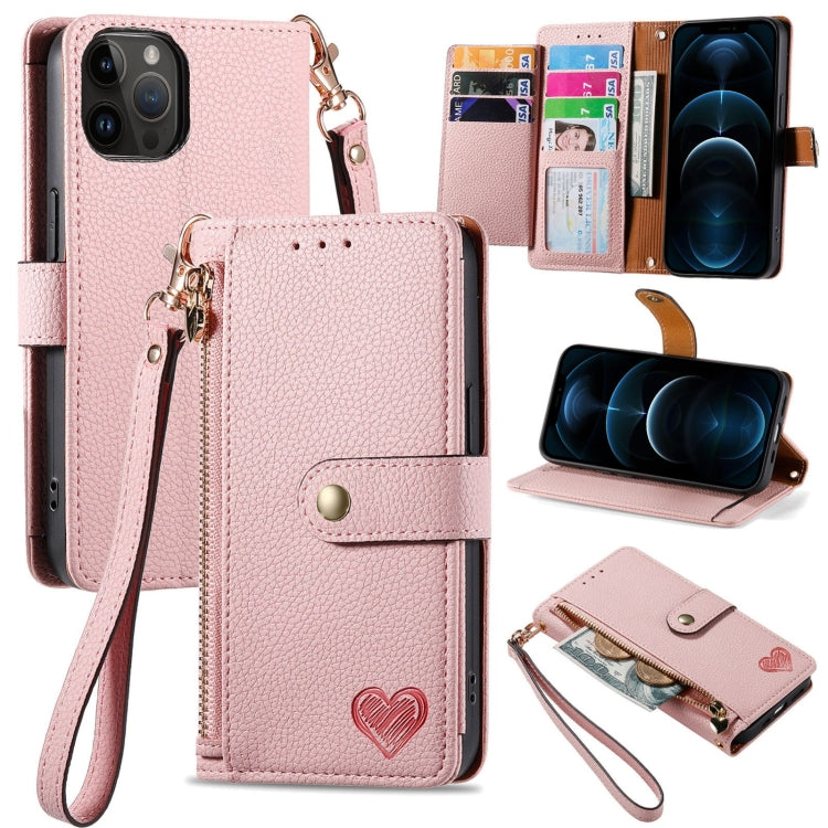 Love Zipper Lanyard Leather Phone Case, For iPhone 13 mini, For iPhone 12 mini, For iPhone 12 Pro Max, For iPhone 11 Pro Max, For iPhone 11, For iPhone 11 Pro, For iPhone XR, For iPhone XS Max, For iPhone 7 / 8 / SE 2022, For iPhone 12 / 12 Pro��������...