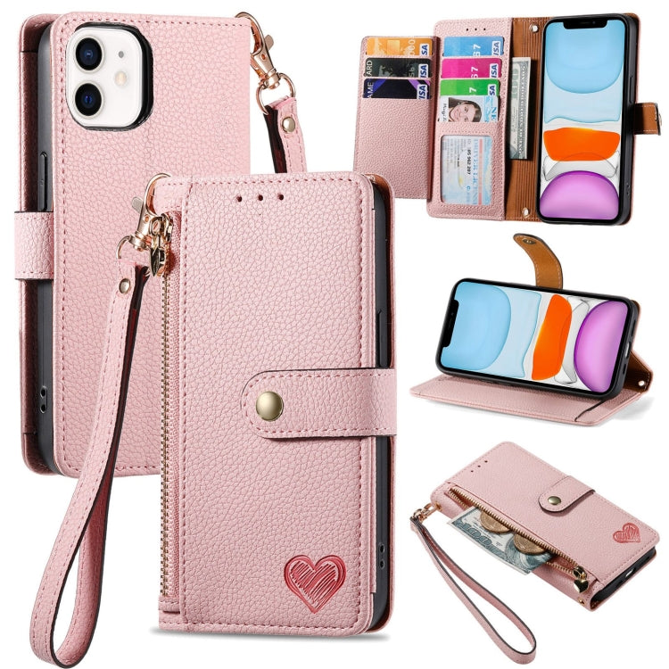 Love Zipper Lanyard Leather Phone Case, For iPhone 13 mini, For iPhone 12 mini, For iPhone 12 Pro Max, For iPhone 11 Pro Max, For iPhone 11, For iPhone 11 Pro, For iPhone XR, For iPhone XS Max, For iPhone 7 / 8 / SE 2022, For iPhone 12 / 12 Pro��������...