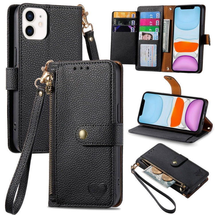 Love Zipper Lanyard Leather Phone Case, For iPhone 13 mini, For iPhone 12 mini, For iPhone 12 Pro Max, For iPhone 11 Pro Max, For iPhone 11, For iPhone 11 Pro, For iPhone XR, For iPhone XS Max, For iPhone 7 / 8 / SE 2022, For iPhone 12 / 12 Pro��������...