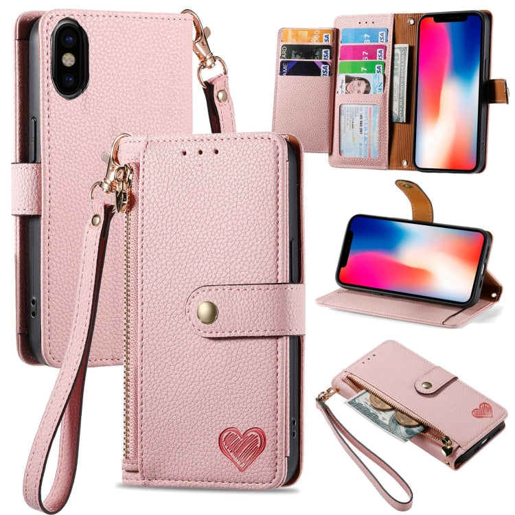 Love Zipper Lanyard Leather Phone Case, For iPhone 13 mini, For iPhone 12 mini, For iPhone 12 Pro Max, For iPhone 11 Pro Max, For iPhone 11, For iPhone 11 Pro, For iPhone XR, For iPhone XS Max, For iPhone 7 / 8 / SE 2022, For iPhone 12 / 12 Pro��������...
