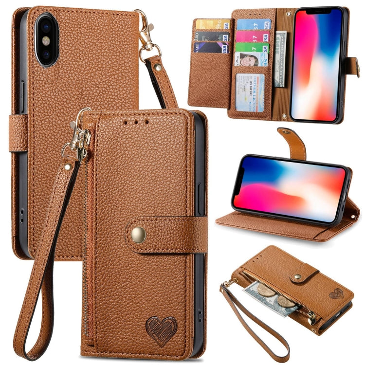 Love Zipper Lanyard Leather Phone Case, For iPhone 13 mini, For iPhone 12 mini, For iPhone 12 Pro Max, For iPhone 11 Pro Max, For iPhone 11, For iPhone 11 Pro, For iPhone XR, For iPhone XS Max, For iPhone 7 / 8 / SE 2022, For iPhone 12 / 12 Pro��������...