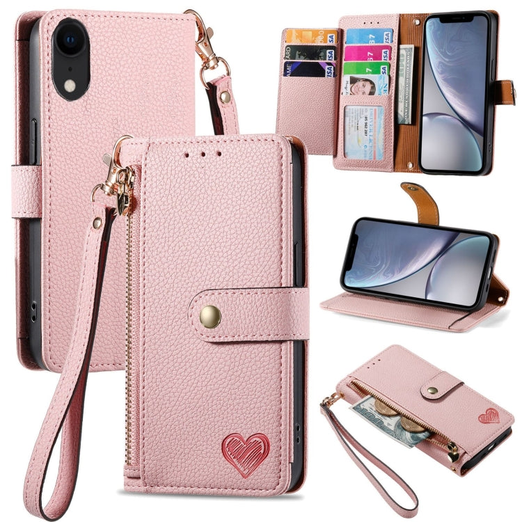 Love Zipper Lanyard Leather Phone Case, For iPhone 13 mini, For iPhone 12 mini, For iPhone 12 Pro Max, For iPhone 11 Pro Max, For iPhone 11, For iPhone 11 Pro, For iPhone XR, For iPhone XS Max, For iPhone 7 / 8 / SE 2022, For iPhone 12 / 12 Pro��������...