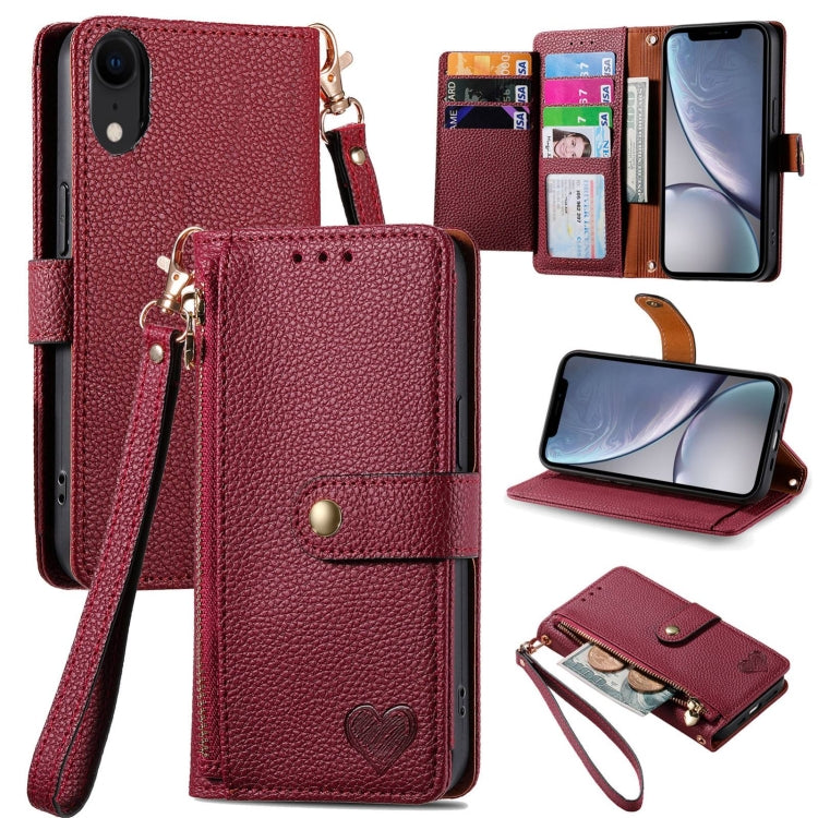 Love Zipper Lanyard Leather Phone Case, For iPhone 13 mini, For iPhone 12 mini, For iPhone 12 Pro Max, For iPhone 11 Pro Max, For iPhone 11, For iPhone 11 Pro, For iPhone XR, For iPhone XS Max, For iPhone 7 / 8 / SE 2022, For iPhone 12 / 12 Pro��������...