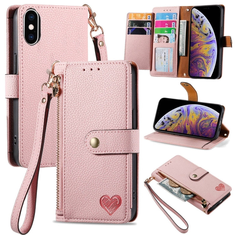 Love Zipper Lanyard Leather Phone Case, For iPhone 13 mini, For iPhone 12 mini, For iPhone 12 Pro Max, For iPhone 11 Pro Max, For iPhone 11, For iPhone 11 Pro, For iPhone XR, For iPhone XS Max, For iPhone 7 / 8 / SE 2022, For iPhone 12 / 12 Pro��������...