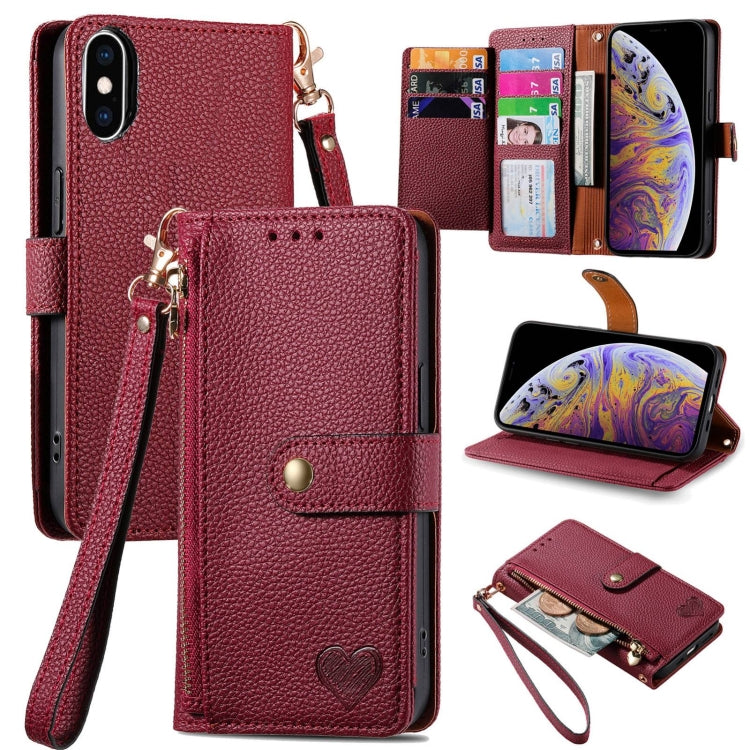 Love Zipper Lanyard Leather Phone Case, For iPhone 13 mini, For iPhone 12 mini, For iPhone 12 Pro Max, For iPhone 11 Pro Max, For iPhone 11, For iPhone 11 Pro, For iPhone XR, For iPhone XS Max, For iPhone 7 / 8 / SE 2022, For iPhone 12 / 12 Pro��������...