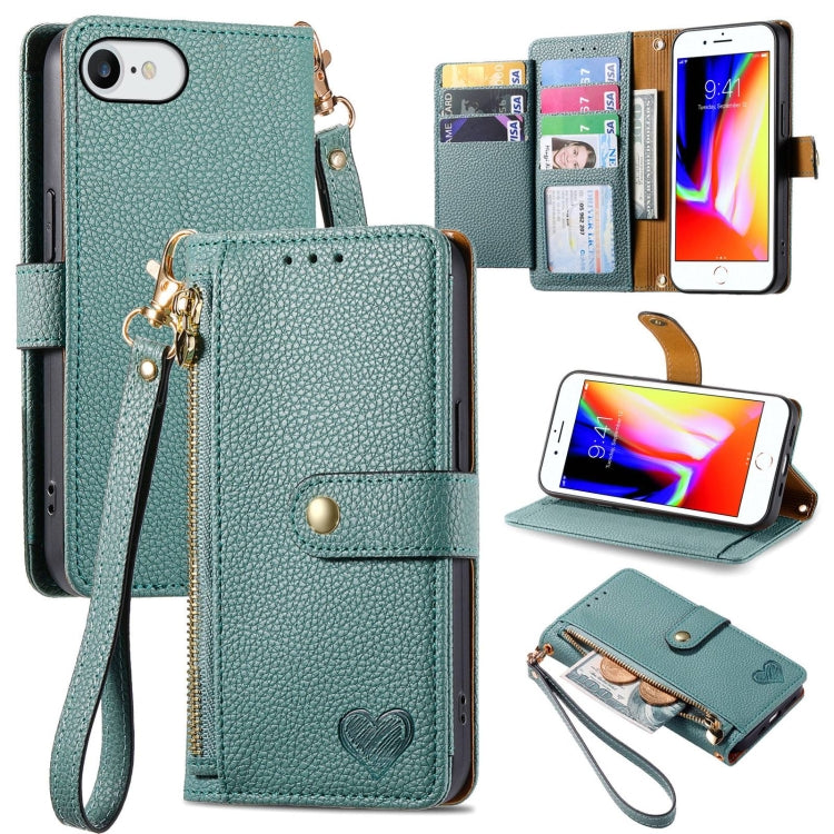 Love Zipper Lanyard Leather Phone Case, For iPhone 13 mini, For iPhone 12 mini, For iPhone 12 Pro Max, For iPhone 11 Pro Max, For iPhone 11, For iPhone 11 Pro, For iPhone XR, For iPhone XS Max, For iPhone 7 / 8 / SE 2022, For iPhone 12 / 12 Pro��������...